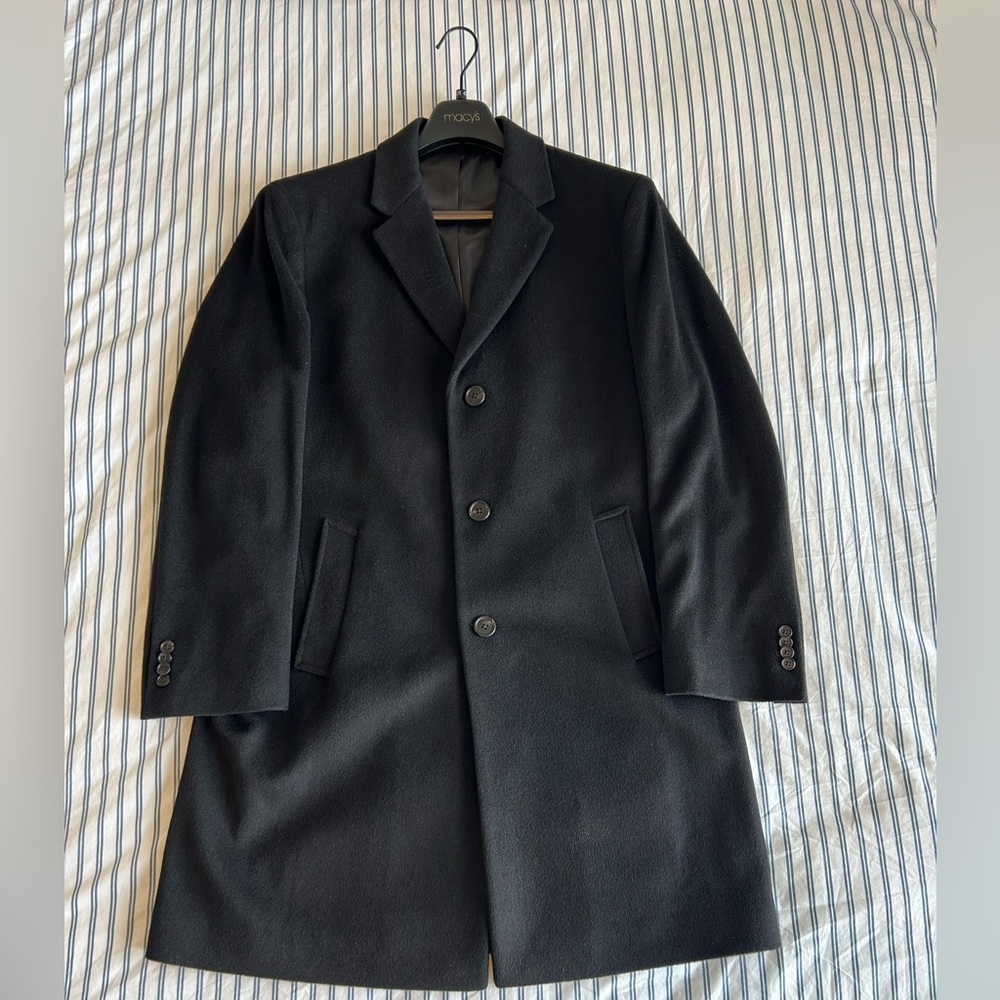Men's Single-Breasted Classic Fit Overcoat - Kenneth Cole Black Size 42R